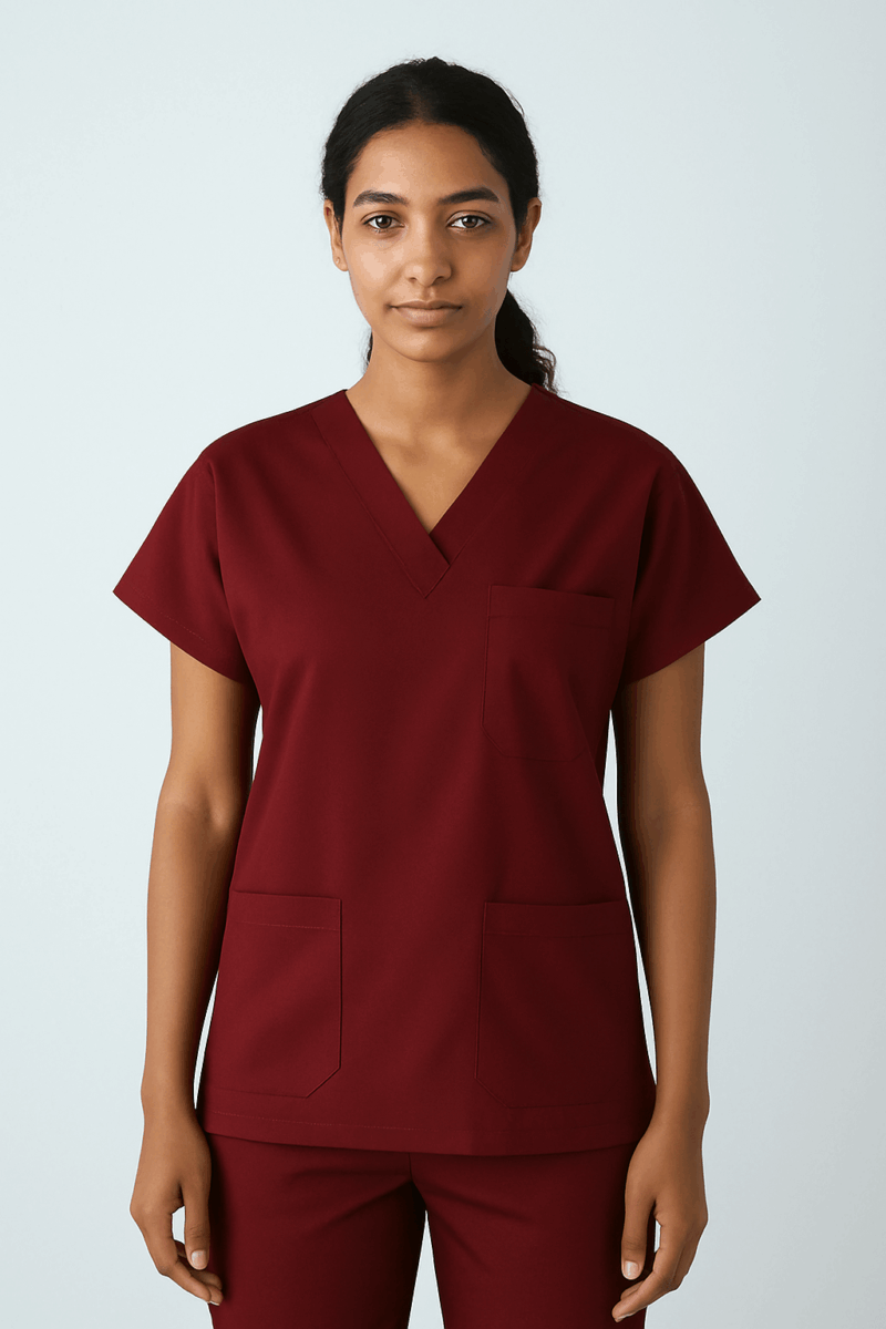 Bordo Yarasa Kol Scrubs Takımı | Medkoop Comfort Serisi