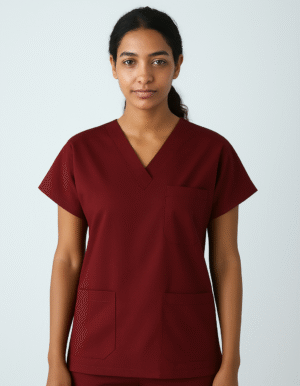 Bordo Yarasa Kol Scrubs (Tek Üst) Medkoop Classic Serisi