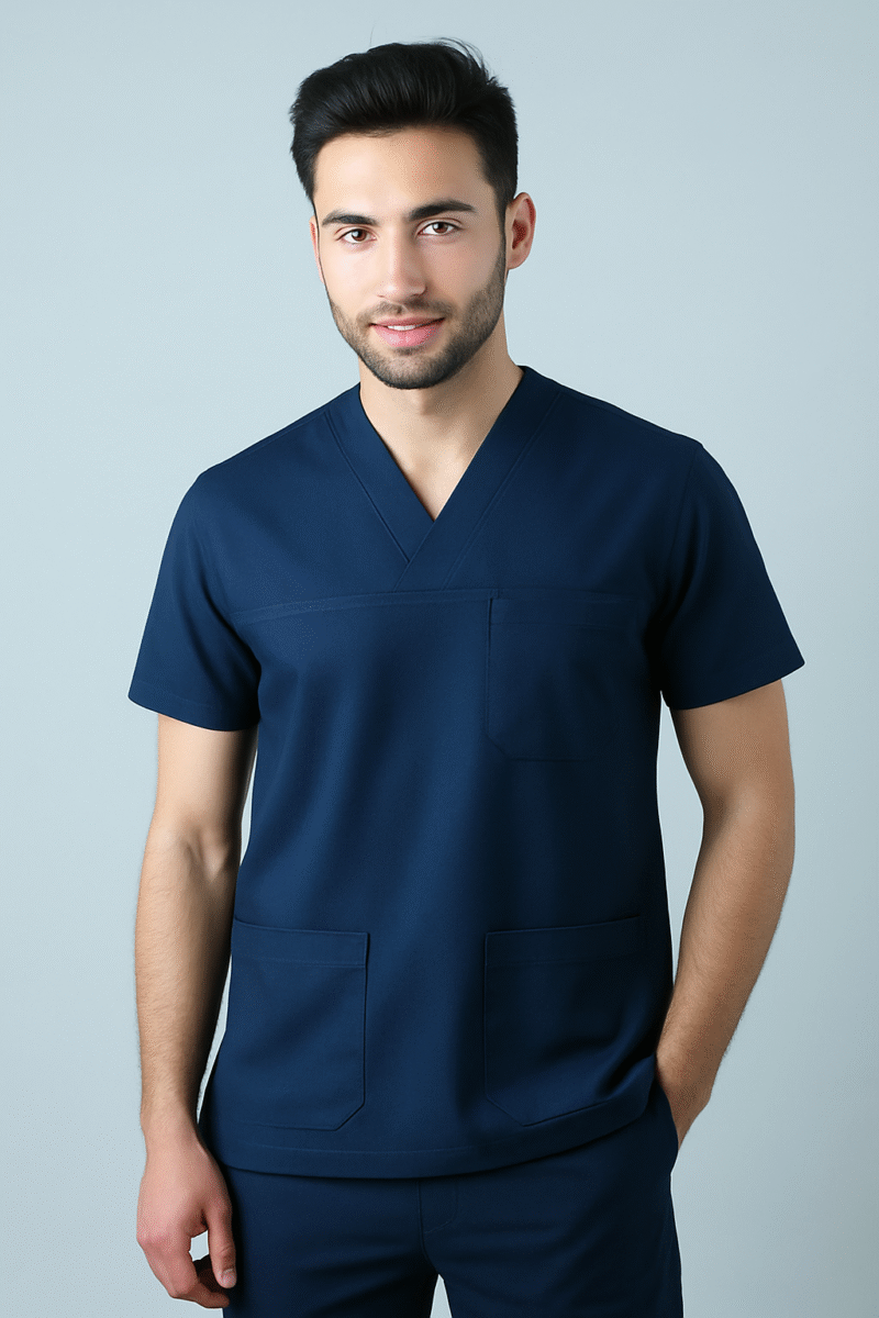 Lacivert V Yaka Scrubs Takımı | Medkoop Fit Serisi