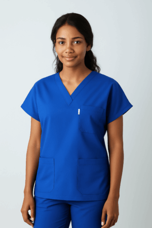 Saks Mavisi Yarasa Kol Scrubs Takımı | Medkoop Classic Serisi